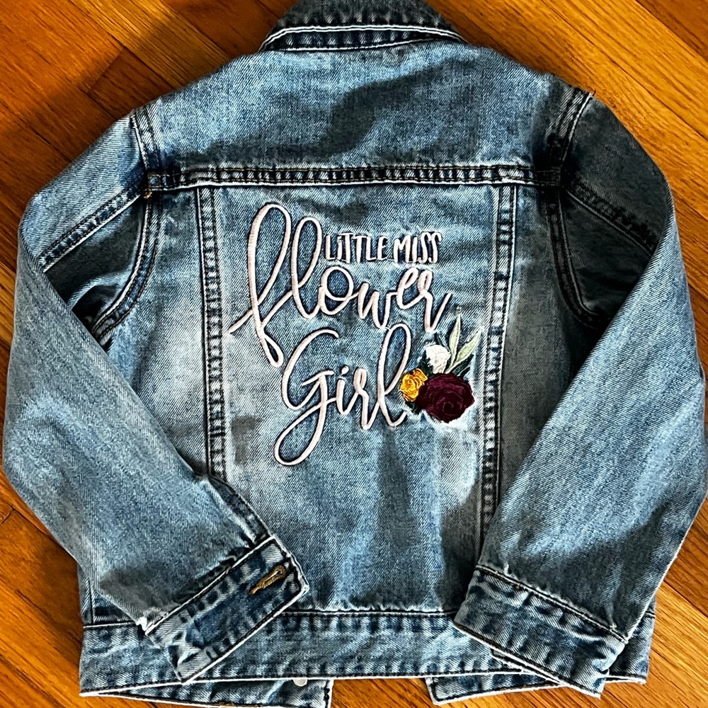 “Little Miss Flower Girl” denim jacket